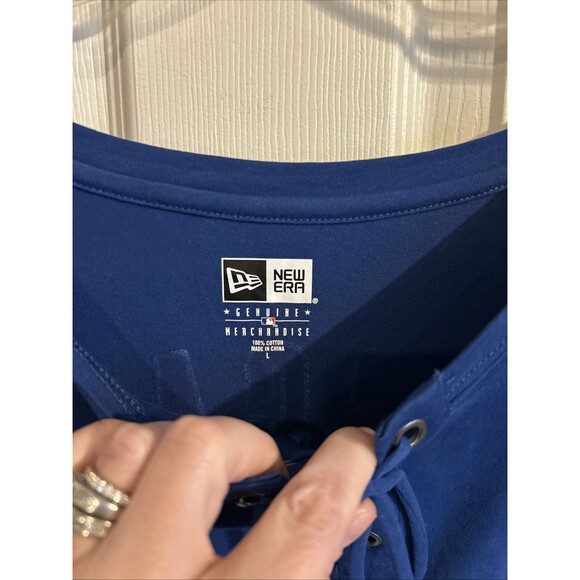 Chicago Cubs Shirt Blue White  lace up Long Sleeve New Era Size Large Womens - Picture 6 of 13